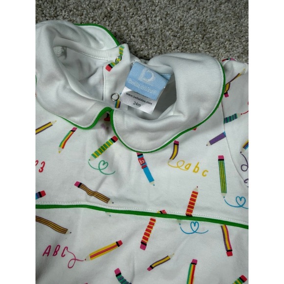 Bella Bliss Boutique Crayon Color School Cotton Romper 24 Month Peter Pan Neck - Picture 2 of 5